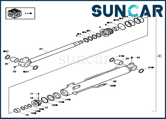 CX17C Case XKCC-01524 Boom CYL Sealing Kit XKCC01524 ชุดบริการกระบอกสูบรถขุดขนาดเล็ก