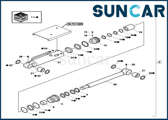 Case XKCC-00458 OEM Dozer Blade Seal Kit XKCC00458 ชุดกระบอกไฮดรอลิกสำหรับ CX18C Excavator