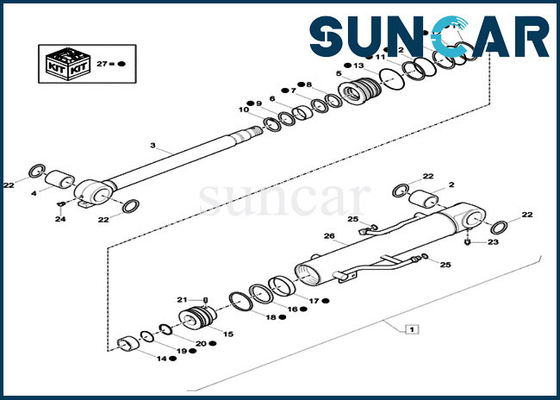 XKCD-01373 Boom CYL Seal Kit XKCD01373 ชุดซ่อมซีลเหมาะกับรุ่น CX26C Case Mini Crawler Excavator