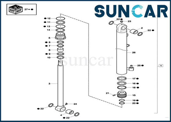 CX26C Case Bucket Seal Kit XKCD-03350 ชุดซ่อมซีลกระบอกสูบรถขุดตีนตะขาบ XKCD03350