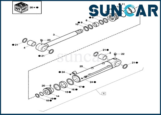 XKCD-03353 Dozer Blade Seal Kit XKCD03353 Case CX26C บริการเปลี่ยนกระบอกไฮดรอลิก Seals