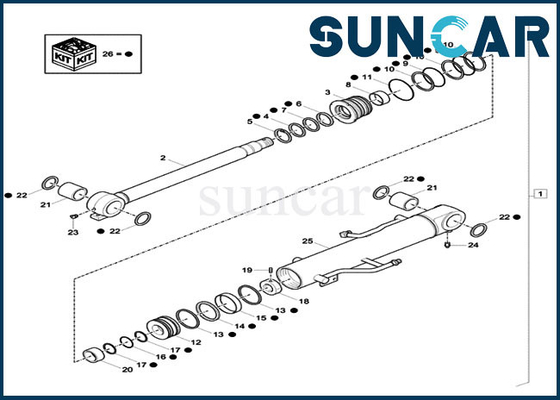 XKCC-01437 XKCC01437 Boom Seal Kit ชุดซ่อมซีลกระบอกเหมาะกับ Case CX33C CX37C Excavator
