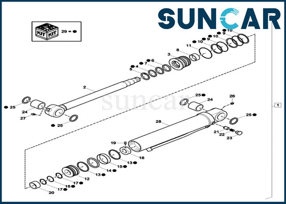 XKCC-01438 XKCC01438 Dipper Cylinder Seal Kit Case CX33C CX37C ชุดบริการไฮดรอลิก OEM