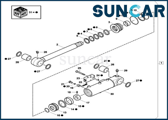 Dozer Blade Oil Seal Kit XKCC-01691 ชุดซ่อมซีลกระบอก XKCC01691 สำหรับ CX37C Case Machinery