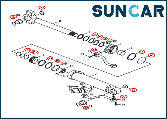 31Y2-03400 31Y203400 Bucket Seal Kit ชุดซ่อมกระบอกสูบเหมาะกับ 1221E Loader CASE Construction