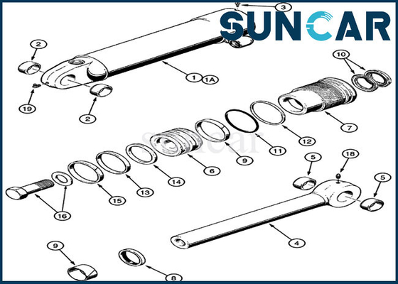 1542875C1 Ripper Seal Kit ชุดเปลี่ยนกระบอกสูบชุดบริการเหมาะกับ CASE 621B 721B 850K Heavy Equipment