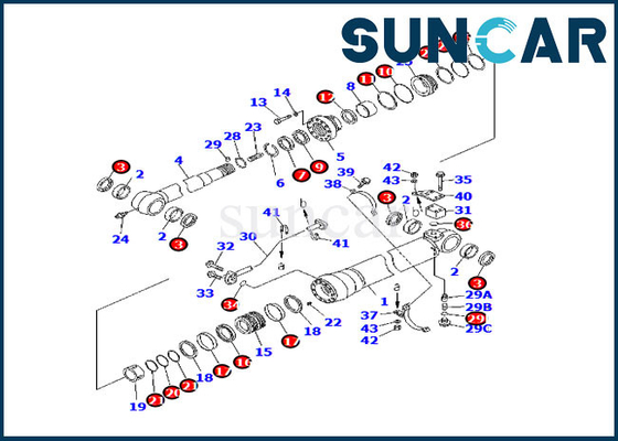 เวอร์ชั่นต่างประเทศ 707-99-58070 Arm Cylinder Service Kit สำหรับ Komatsu Excavator PC220-7 PC220-7