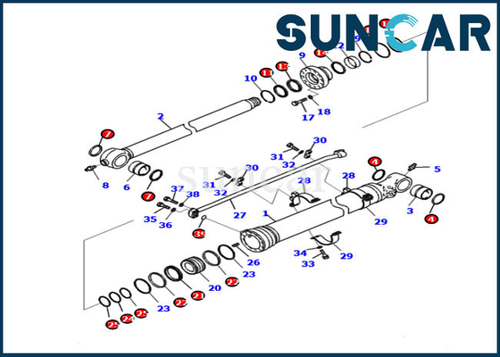 Komatsu 721-98-00270 ชุดซ่อมซีลกระบอกสูบถังสำหรับรถขุด PC240LC-11 PC220-8M0 Service Parts