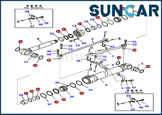 ชุดซีลชุดบริการ 721-98-00660 บูมกระบอกไฮดรอลิกสำหรับ Komatsu PC200LC-8M0 PC210-10M0