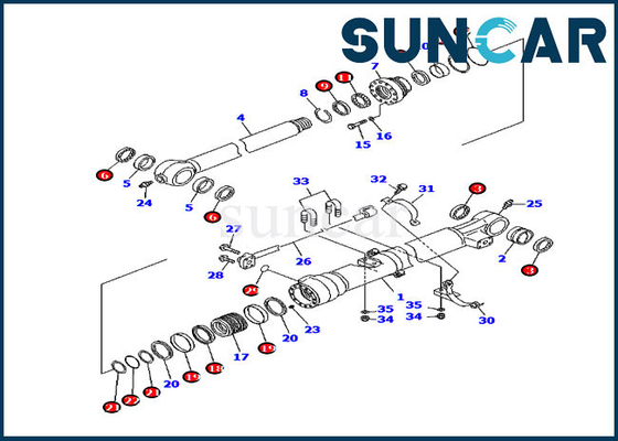 707-99-47570 ชุดซีลถัง PC200-7 PC200LC-7 รุ่น Komatsu Cylinder Repair Seal Kit
