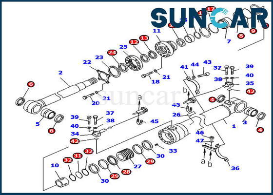 ชุดบริการเปลี่ยนบูม 707-99-46410 ชุดซ่อมกระบอกไฮดรอลิก Komatsu PC200-8 7079946410