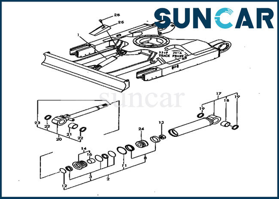 PC20FR-2 Komatsu YM172168-72010 Blade Seal Kit กระบอกไฮดรอลิกเหมาะกับชิ้นส่วนด้านในของรถขุดและฝาครอบ