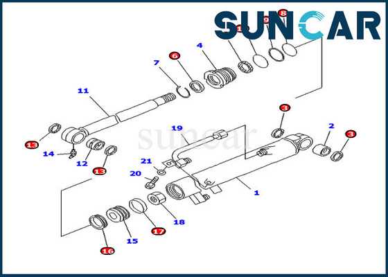 707-98-12280 7079812280 ถังชุดซ่อมซีลกระบอกสำหรับ PC20MR-1 PC20R-8 Komatsu ชิ้นส่วนภายใน