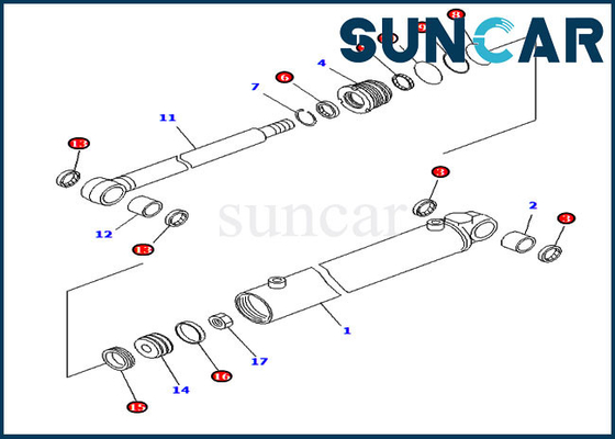 ชุดซีลกระบอกสูบสวิง 707-98-14740 ชุดบริการขุดสำหรับ Komatsu PC20MR-1 PC20MRX-1 PC20R-8