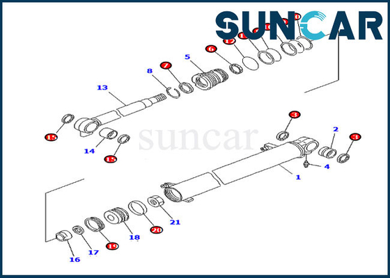 Komatsu Inner Parts 707-98-14760 Boom Seal Kit รุ่น PC20MR-1 PC20MRX-1 ชุดซ่อมกระบอกสูบ