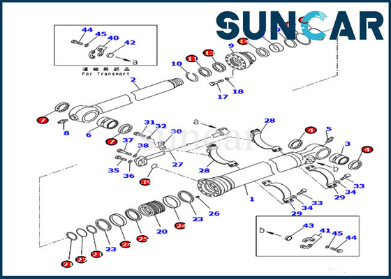 707-99-47131 7079947131 Bucket Service Kit PC210LC-10 PC228USLC-10 Komatsu ชุดซ่อมกระบอกสูบ