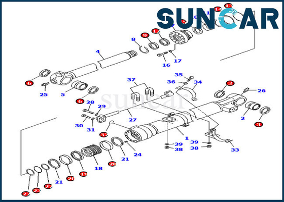 707-99-45040 Bucket Sealing Kit ชุดซ่อมสำหรับ Komatsu PC228USLC-8 PC210LC-8K ชิ้นส่วนภายในกระบอกสูบ