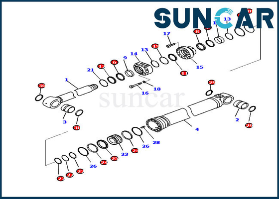 721-98-02460 Boom Service Kit กระบอกไฮดรอลิกเหมาะสำหรับ PC210LCI-11 Komatsu Heavy Equipment