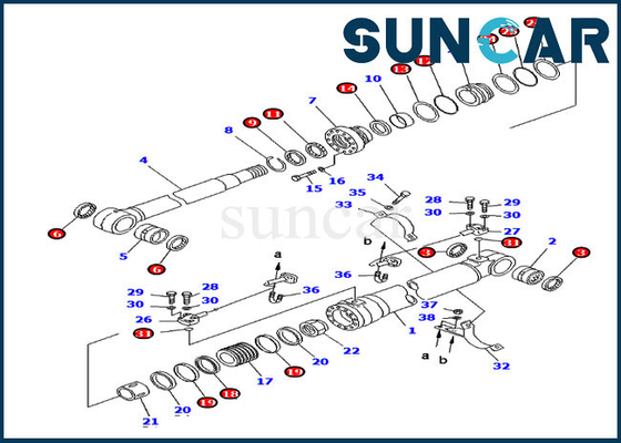 Boom Seal Kit กระบอกไฮดรอลิก 707-99-58260 เหมาะกับ Komatsu Heavy Equipment PC220-6 PC250LC-6L