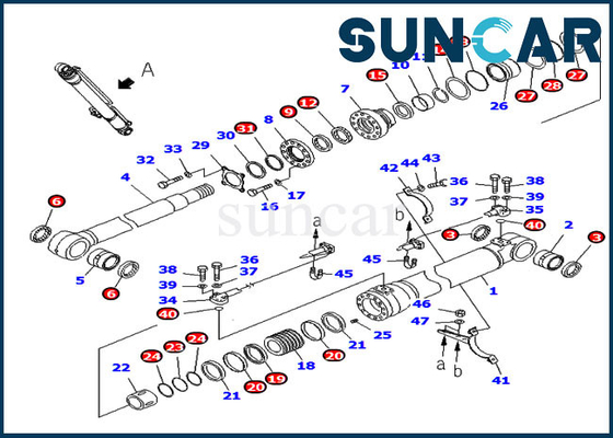 707-98-47841 7079847841 Boom Seal Kit กระบอกไฮดรอลิกเหมาะกับ Komatsu PC220-7 อะไหล่