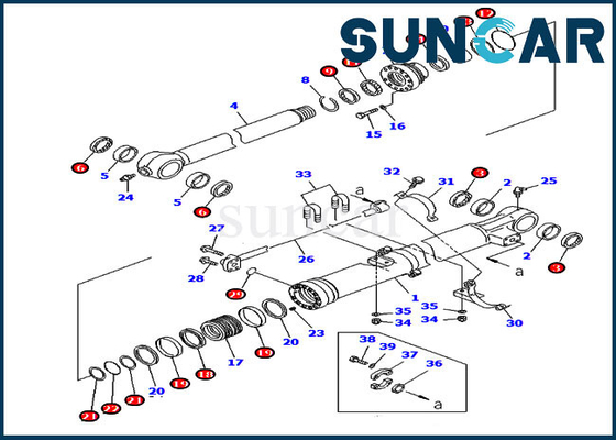 707-99-58060 ชุดซ่อมซีลถังสำหรับรุ่นต่างประเทศ PC220LC-7 PC270-7 Komatsu Cylinder Kits