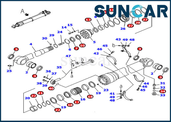Komatsu Arm Cylinder Seal Kit 707-98-58240 7079858240 สำหรับ PC220LC-8 PC240LC-8K Excavator Sealing Parts