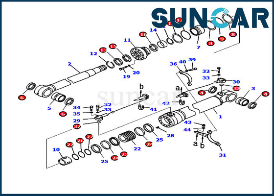 707-99-48731 Komatsu Sealing Kit PC220LC-8M0 PC220-8M0 ชุดเปลี่ยนกระบอกไฮดรอลิก