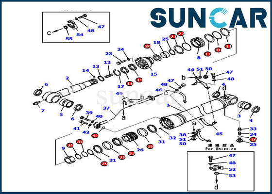 PC220-8M0 PC240LC-10 707-99-59430 Komatsu Arm Cylinder Seal Kit 7079959430 ชุดบริการรถขุด
