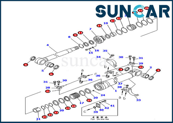 707-00-50620 ชุดบริการบูมชุดซีลกระบอกสำหรับ Komatsu Excavator PC220LC-7L PC240LC-7K