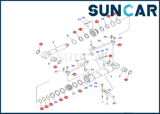 PC228USLC-3S PC228US-3-AA Komatsu 707-99-47780 Boom Cylinder Seal Kit ชุดเปลี่ยนไฮดรอลิก