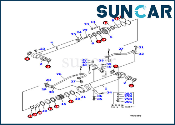 707-99-57280 7079957280 ชุดซ่อมซีลลินเดอร์แขนสําหรับเครื่องขุด Komatsu PC228UU-1