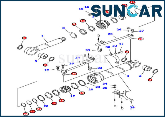 707-99-46140 7079946140 PC228USLC-3 Boom Cylinder Seal kit สำหรับ KomatsuExcavator Overseas Version