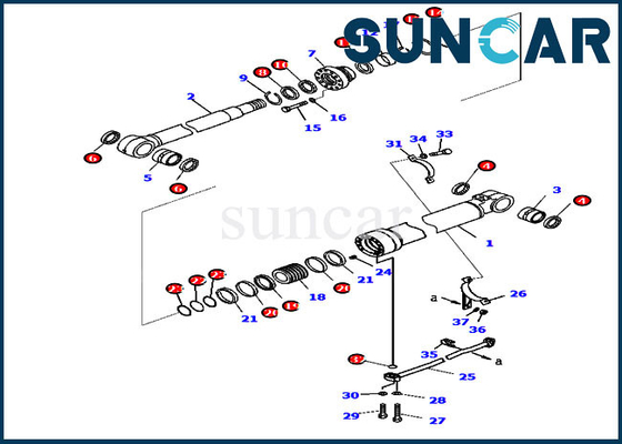 Komatsu Seal Kit 707-99-46470 ชุดซ่อมกระบอกไฮดรอลิกบูมสำหรับ PC228US-8 PC228USLC-8 Excavator