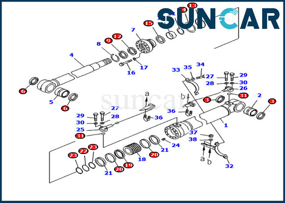 707-99-50780 7079950780 แขนกระบอกซีลชุดซ่อมเหมาะกับ PC228US-8 PC228USLC-8 รุ่นรถขุด