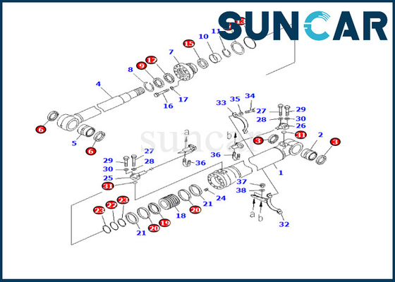 707-98-46300 Boom Cylinder Seal Kit ชุดซีลทนการสึกหรอ เหมาะกับ PC228USLC-3E0 PC228US-3E0 Komatsu