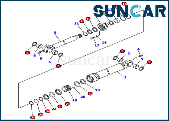 Komatsu Inner Parts 707-99-59040 Bucket Cylinder Seal Kit สำหรับ PC290LC / NLC-8 High Reach Arm