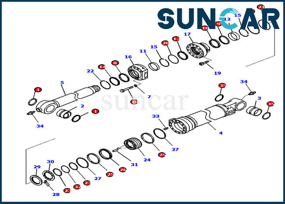 721-98-04350 Bucket Cylinder Seal Kit ความต้านทานการสึกหรอ PC290LCI-11 Komatsu Replacement Service Kit