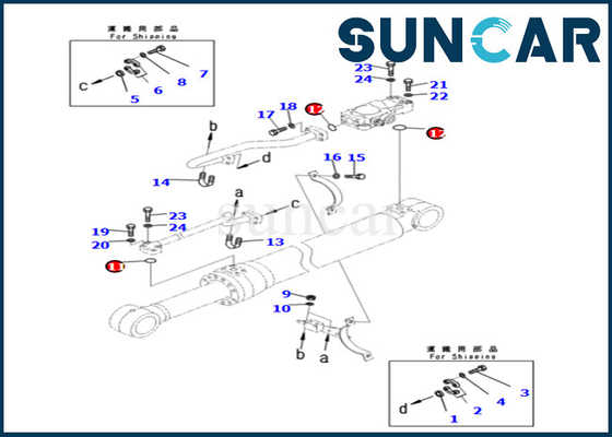 721-98-00290 7219800290 Komatsu Boom Cylinder ชุดบริการสำหรับ PC240LC-11 PC240NLC-11 PC240LC-11E0 PC240NLC-11E0