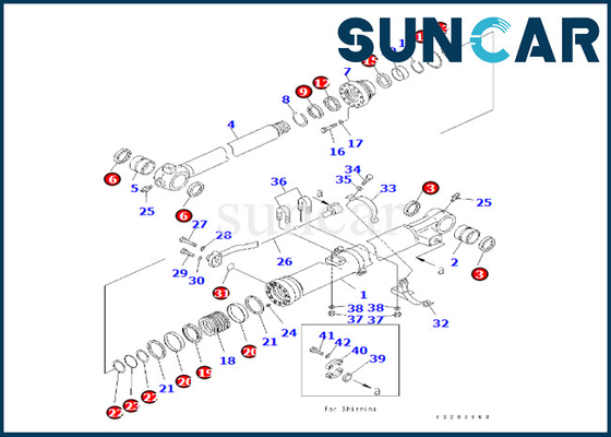 707-99-59120 Komatsu สำหรับ PC240LC-8K PC240NLC-8K Bucket Cylinder Seal Kit Komatsu