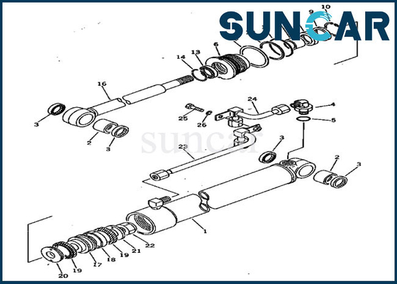 ชุดบริการสวิงซีล Kit เหมาะกับ 20S-63-86102 20S6386102 PC20-3 PC30-1 Komatsu Cylinder Assy