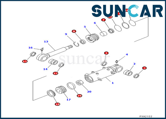 Komatsu 707-98-24570 7079824570 ชุดซีลกระบอกใบมีดเหมาะกับ PC25-1 PC25R-1 PC30-7