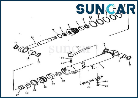 ชุดซ่อมซีลกระบอกไฮดรอลิก 20S-63-56500 Komatsu PC30-5 Excavator Boom Service Kit