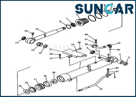 20S-63-76102 ชุดเปลี่ยนถังซีลกระบอกสูบเหมาะกับ Komatsu รุ่น PC30-5 PW30-1 Heavy Equipment