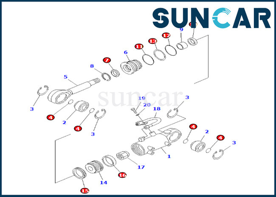 Komatsu 707-98-24610 7079824610 ใบมีดยกชุดซีลกระบอกเหมาะกับ PC25-1 PC25R-1 PC30R-7