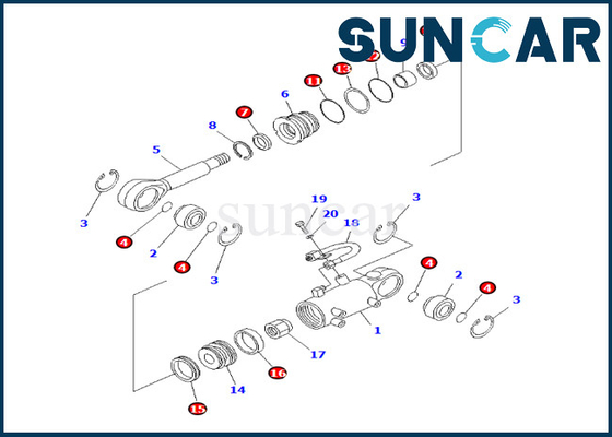 Komatsu Blade Lift Cylinder Seal Kit 707-98-12670 7079812670 สำหรับ PC25R-8 PC27R-8 PC27R-8