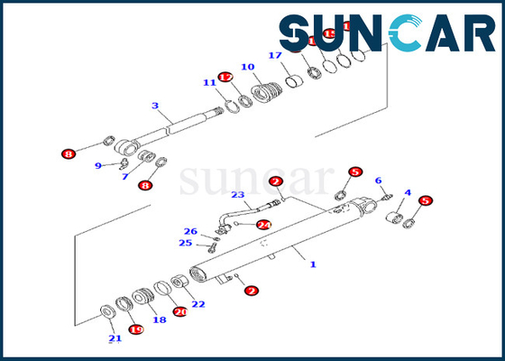 ชุดซีลกระบอกสูบถัง 707-98-13990 7079813990 Komatsu เหมาะกับ PC27MR-3 PC27MR-2 PC26MR-3
