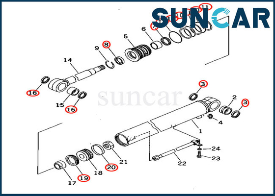 707-98-24920 Boom Cylinder Seal Kit Service Kit สำหรับ Komatsu PC30-7 PC30R-7 Model Excavator