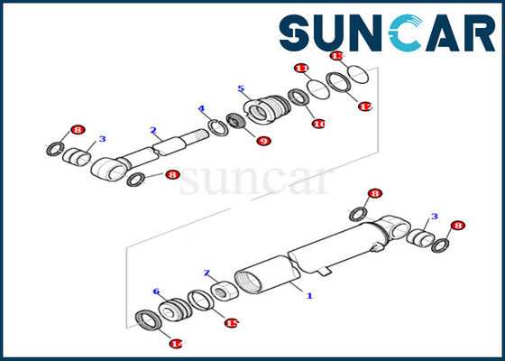 ชุดซีลซ่อมกระบอกสูบแขนคุณภาพสูงสำหรับ PC27R-8 Komatsu 878000522 Arm Cylinder Service Kit
