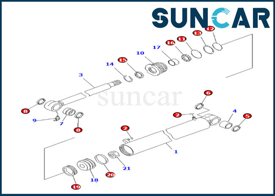 707-98-22890 7079822890 ชุดบริการบูมสวิงกระบอกสูบ Komatsu เหมาะกับ PC27MR-3 PC27MR-2