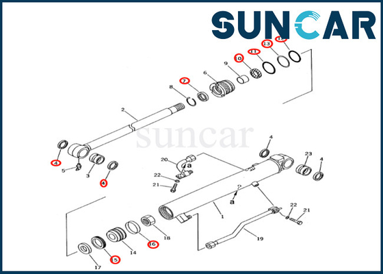 707-98-12211 7079812211 ชุดซีลกระบอกสูบถัง Komatsu เหมาะกับ PC27R-8 PC28UD-2 Komatsu